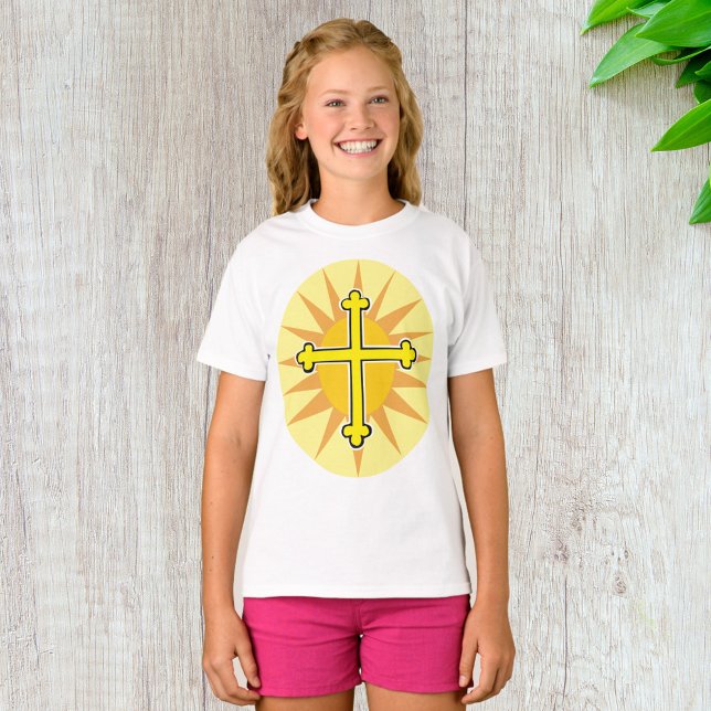 Yellow Cross Bottony Sunburst Christian Faith T-Shirt (Creator Uploaded)