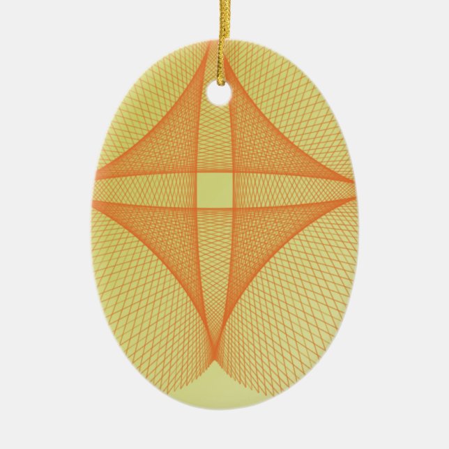 yellow cross ceramic tree decoration (Front)