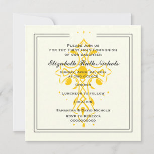 Yellow Cross First Communion Confirmation Invitation