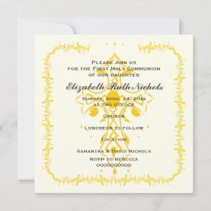 Yellow Cross First Communion Confirmation Invitation