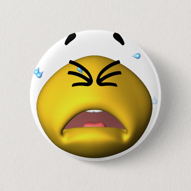 Yellow Crying 6 Cm Round Badge (Front)