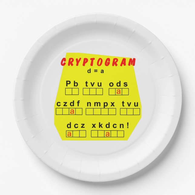Yellow Cryptogram Paper Plate (Front)