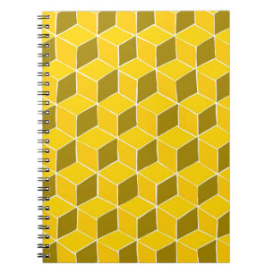 Yellow cube quilt pattern notebook