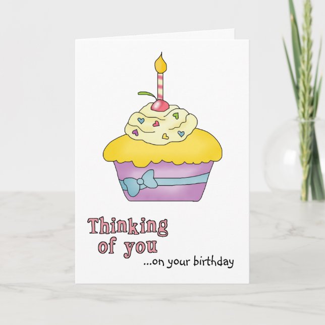Yellow Cupcake Birthday Card (Front)
