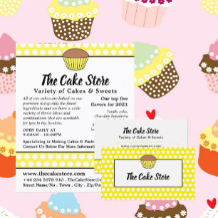 Yellow Cupcake & Polka Dot, Cake Maker, Cake Store Business Card