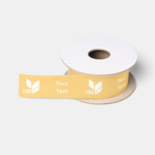 Yellow Custom Business Logo and Text Satin Ribbon