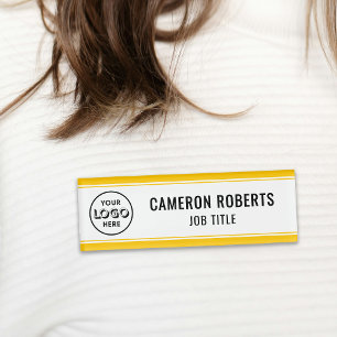 Yellow Custom Company Logo Employee Name Tag