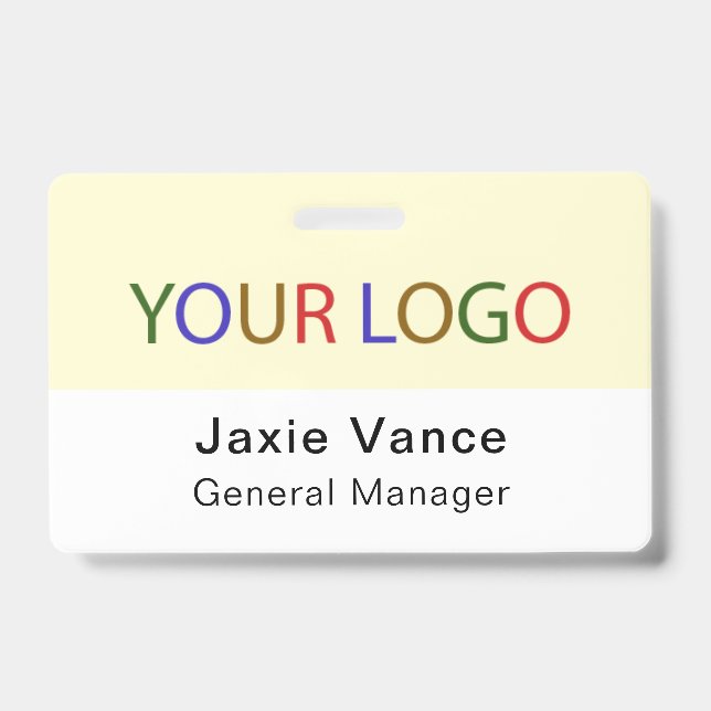 Yellow Custom Hard Plastic  with Metal Clip ID Badge (Front)