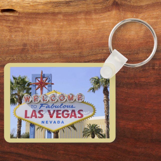 Yellow Custom Las Vegas Nevada Welcome Sign  Key Ring (Front)