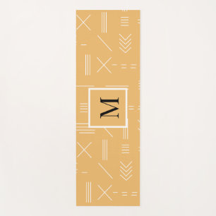 Yellow Custom Monogram Geometric Pattern  Yoga Mat