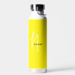 Yellow | Custom Monogram Script Name Stylish Water Bottle<br><div class="desc">Custom Classic Fresh Vibrant Yellow Gender Neutral Colour Script Monogram Name Elegant Chic Water Bottle. A simple and modern design in black and white colour featuring handwritten calligraphy for a professional and sophisticated look. Create your own personalised ecofriendly gifts. Any font,  any colour,  no minimum.</div>