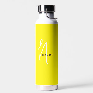 Yellow   Custom Monogram Script Name Stylish Water Bottle