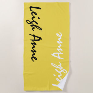 Yellow Custom Name Personalised Beach Towel