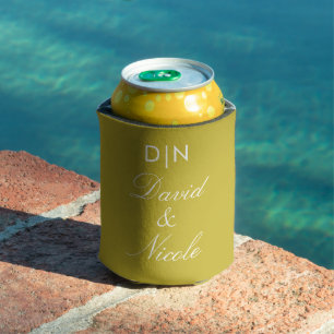 Yellow Custom Text Can Cooler Personalized Sleeve