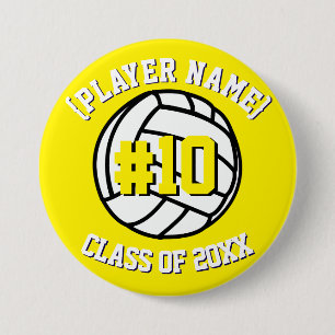 Yellow Custom Volleyball Player and Class 7.5 Cm Round Badge