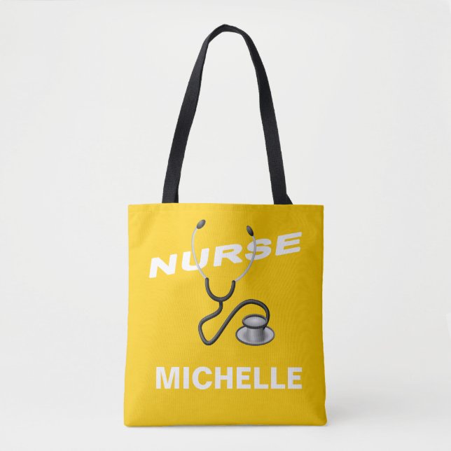 YELLOW Customisable Name Nurse Tote Bag (Front)