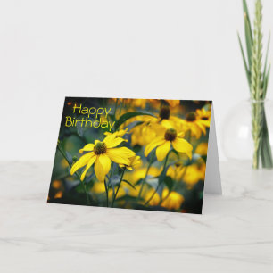 Yellow Cut Leaf Coneflower Happy Birthday  Card