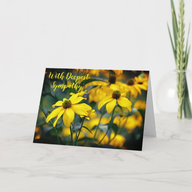 Yellow Cut Leaf Coneflower With Deepest Sympathy  Card (Front)