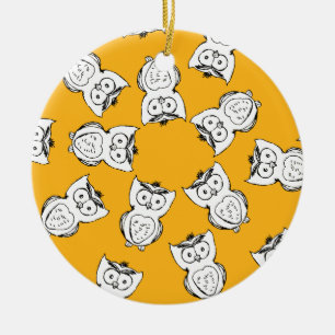 Yellow Cute Animal Pattern Cartoon Owl Pattern Ceramic Tree Decoration