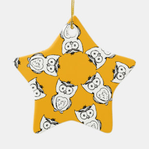 Yellow Cute Animal Pattern Cartoon Owl Pattern Ceramic Tree Decoration