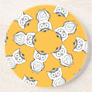 Yellow Cute Animal Pattern Cartoon Owl Pattern Coaster