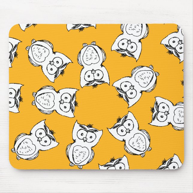 Yellow Cute Animal Pattern Cartoon Owl Pattern Mouse Mat (Front)