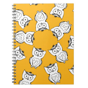 Yellow Cute Animal Pattern Cartoon Owl Pattern Notebook