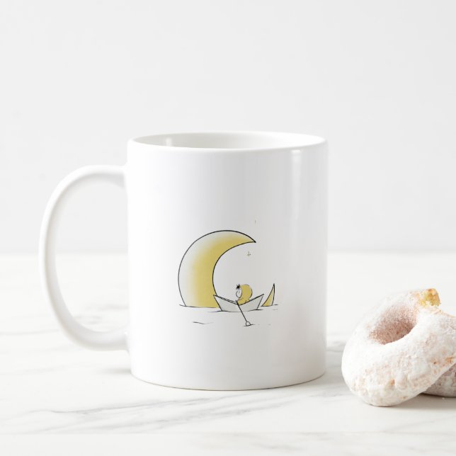 Yellow Cute Babe Boy And Moon Coffee Mug (With Donut)