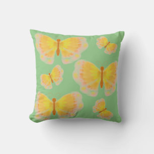 Yellow cute bright butterflies cushion