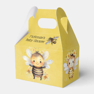 Yellow Cute Bumble Bee Florals Baby Shower Favour Box