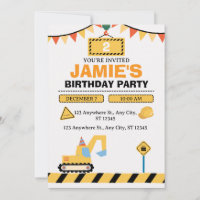 Yellow Cute Construction Truck Boys 2nd Birthday