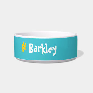 Yellow # Cute Fun Blue Customisable Name Bowl