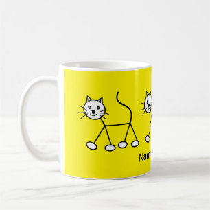 Yellow Cute Love Cats Love Strutting Cartoon Coffee Mug