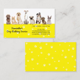 YELLOW Cute Paws Watercolor Dogs Business Card