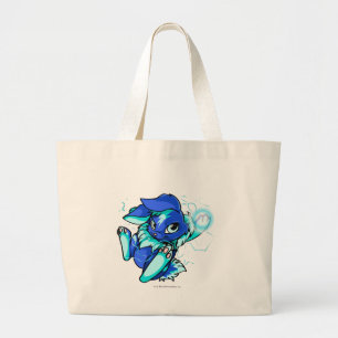 Yellow Cybunny with Stars Large Tote Bag
