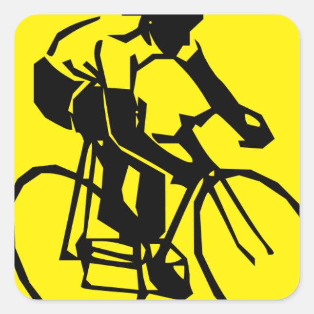 Yellow Cycling Square Sticker (Front)