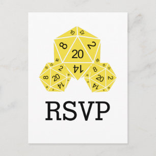 Yellow D20 Dice Response Postcard