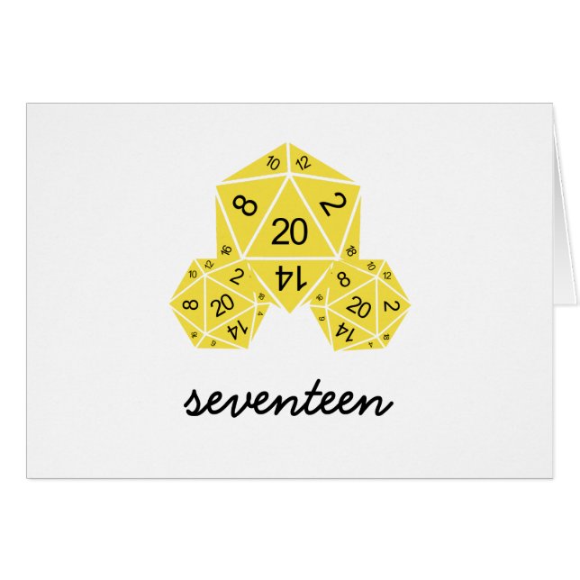 Yellow D20 Dice Table Number Card (Front Horizontal)