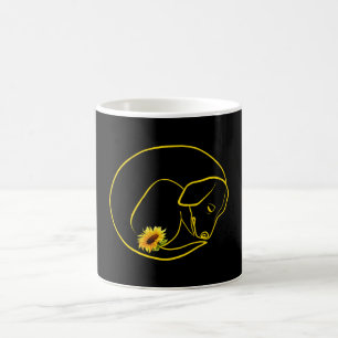 Yellow Dachshund And Sunflower Graphic Dog Lovers Coffee Mug