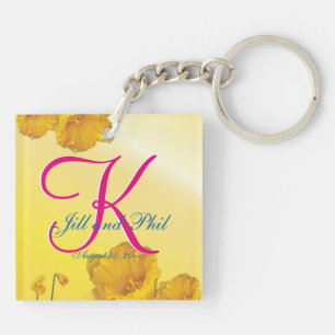 Yellow Daffodil 3d Monogram Key Ring