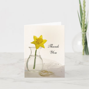 Yellow Daffodil and Pearls Wedding Thank You