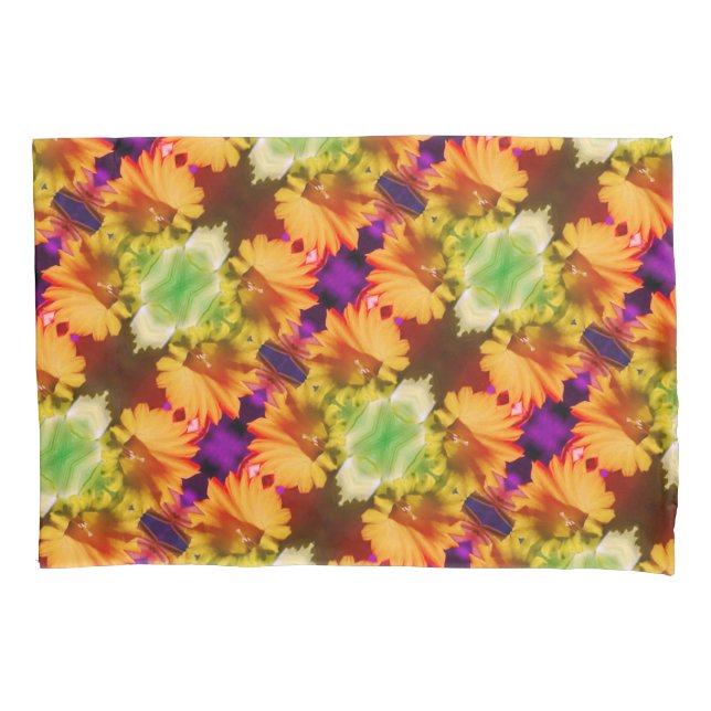 Yellow Daffodil Centre Abstract Floral Art Pillowcase (Front)