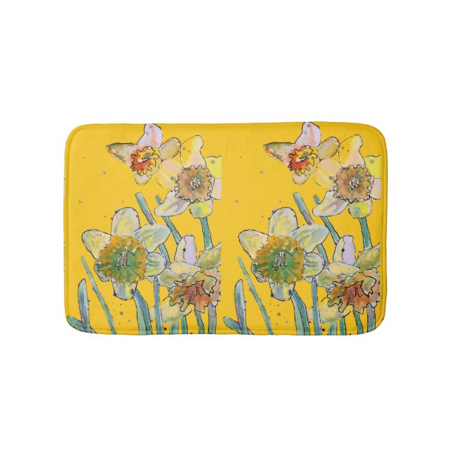 Yellow Daffodil daffodils flower floral Bath Mat (Front)