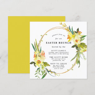 Yellow Daffodil Easter Brunch Square Invitation