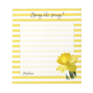 Yellow Daffodil Floral Photography Stripes Notepad
