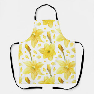 Yellow Daffodil Floral Spring Garden Pattern Apron