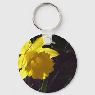 yellow daffodil flower in the sunlight key ring