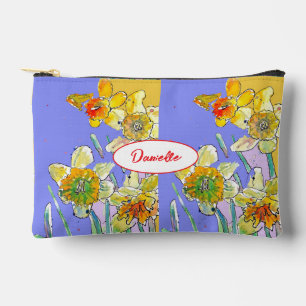 Yellow Daffodil Flower Pattern Watercolor Girls Accessory Pouch