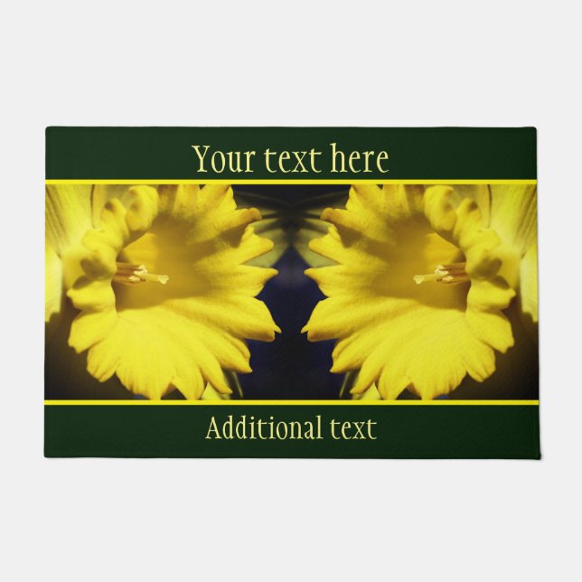 Yellow Daffodil Flower Petals Personalised Doormat (Front)