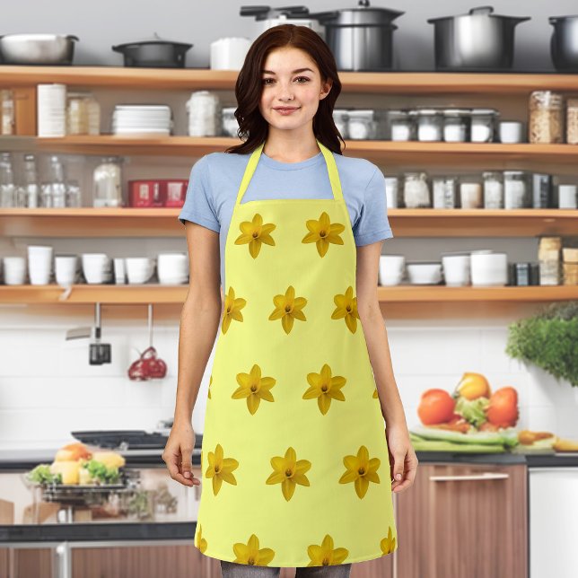 Yellow Daffodil Flower Seamless Pattern on Apron (Yellow Daffodil flower seamless pattern on apron)